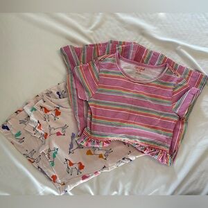 Cat & Jack Pink Striped and Unicorn Dress bundle girls size M 7/8